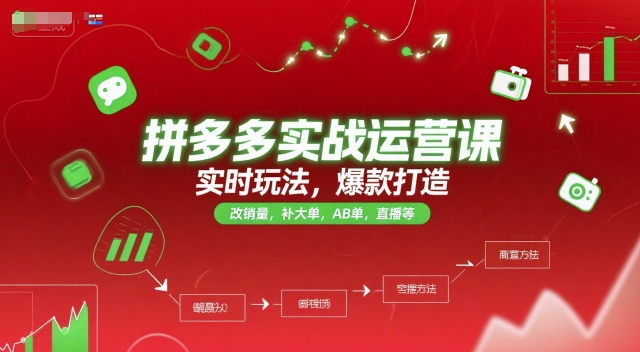 拼多多实战运营课，实时玩法，爆款打造，改销量，补大单，AB单，直播等(更新2025月)-第1张图片-我要自学网