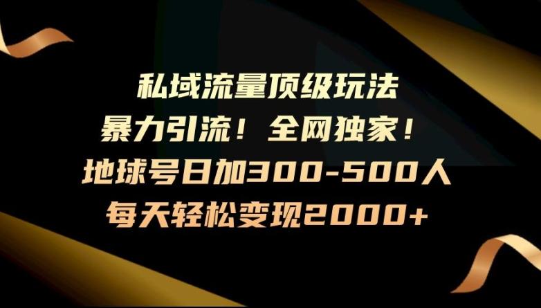 暴力引流，全网独家，地球号日加300-500人，私域流量顶级玩法，每天轻松变现2000+-第1张图片-我要自学网