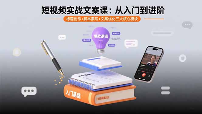 短视频实战文案课：从入门到进阶 标题创作+脚本撰写+文案优化三大核心模块-第1张图片-我要自学网