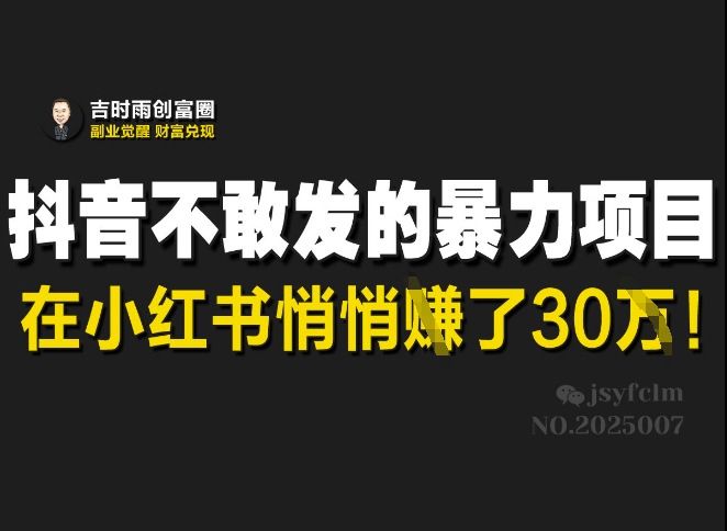 抖音不敢发的暴利项目，在小红书悄悄挣了30W-第1张图片-我要自学网