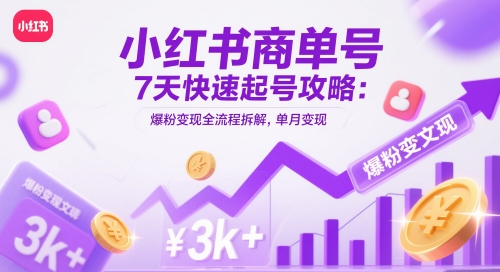 小红书商单号7天快速起号攻略:爆粉变现全流程拆解,单月变现3k+-第1张图片-我要自学网 小红书商单号7天快速起号攻略:爆粉变现全流程拆解,单月变现3k+-第1张图片-我要自学网