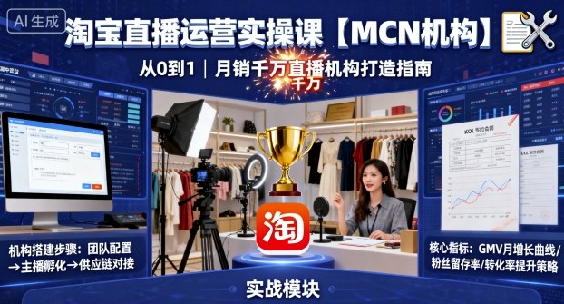 淘宝直播运营实操课【MCN机构】,从0到1做一家月销千W的直播机构-第1张图片-我要自学网 淘宝直播运营实操课【MCN机构】,从0到1做一家月销千W的直播机构-第1张图片-我要自学网