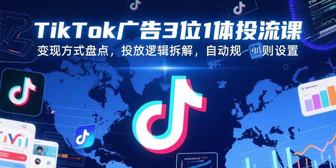 TikTok广告3位1体投流课，变现方式盘点，投放逻辑拆解，自动规则设置-第1张图片-我要自学网