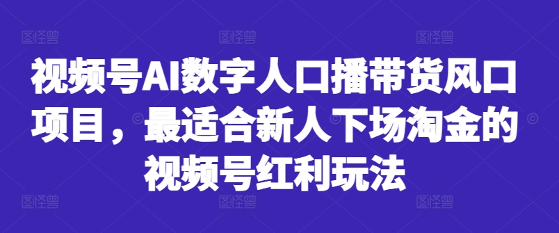 视频号AI数字人口播带货风口项目，最适合新人下场淘金的视频号红利玩法-第1张图片-我要自学网