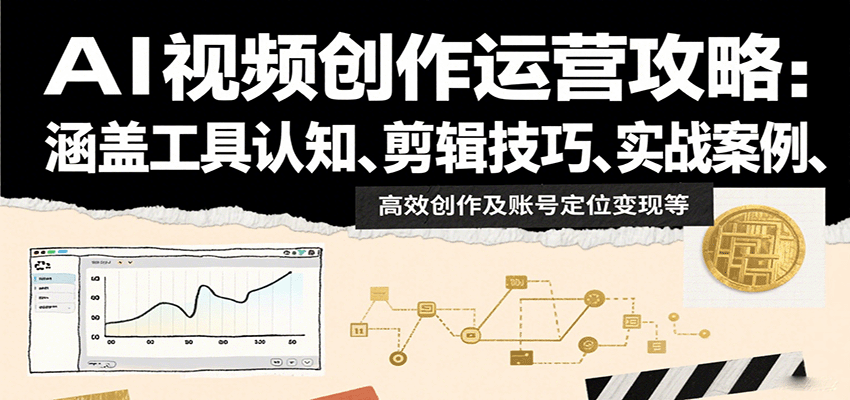 AI视频创作运营攻略：涵盖工具认知、剪辑技巧、实战案例、高效创作及账号定位变现等-第1张图片-我要自学网