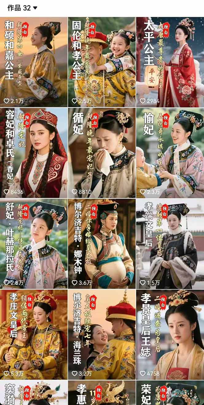 历史女性人物创作课：独白文案+AI克隆+蒙版剪辑，3个月涨粉22w+副业月入3w-第4张图片-我要自学网