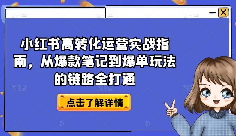 小红书高转化运营实战指南,从爆款笔记到爆单玩法的链路全打通-第1张图片-我要自学网 小红书高转化运营实战指南,从爆款笔记到爆单玩法的链路全打通-第1张图片-我要自学网
