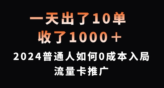 一天出了10单，收了1000+，2024普通人如何0成本入局流量卡推广【揭秘】-第1张图片-我要自学网