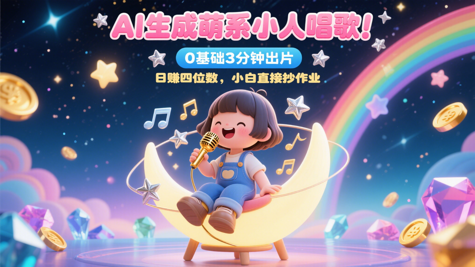 AI生成萌系小人唱歌！0基础3分钟出片，28个作品涨粉9万，日赚四位数，小白直接抄作业-第1张图片-我要自学网