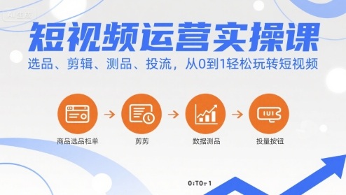 短视频运营实操课，选品、剪辑、测品、投流，从0到1轻松玩转短视频-第1张图片-我要自学网