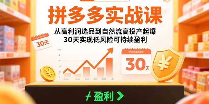 拼多多实战课:从高利润选品到自然流高投产起爆 30天实现低风险可持续盈利-第1张图片-我要自学网 拼多多实战课:从高利润选品到自然流高投产起爆 30天实现低风险可持续盈利-第1张图片-我要自学网
