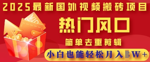 2025最新视频搬砖项目，热门风口，简单去重剪辑，小白也能轻松月入过W-第1张图片-我要自学网