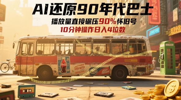 AI还原90年代巴士，一帧就让70后泪崩，播放量直接碾压90%怀旧号，每天操作十分钟，日入四位数-第1张图片-我要自学网