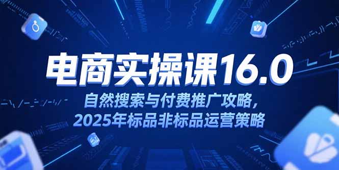 淘宝电商运营课16.0，自然搜索与付费推广攻略，2025年标品非标品运营策略-第1张图片-我要自学网