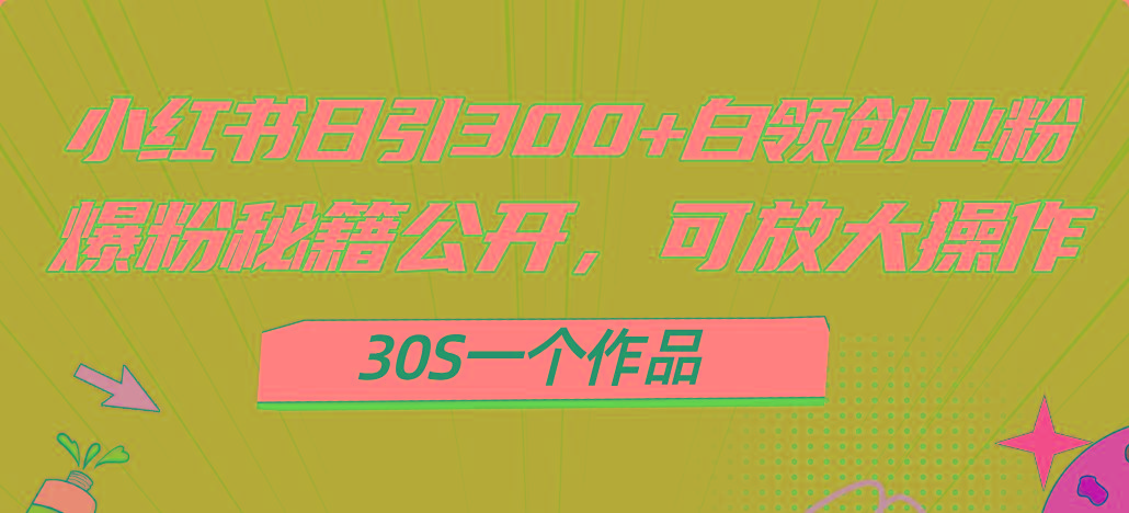 小红书日引300+高质白领创业粉,可放大操作,爆粉秘籍!30s一个作品-第1张图片-我要自学网 小红书日引300+高质白领创业粉,可放大操作,爆粉秘籍!30s一个作品-第1张图片-我要自学网