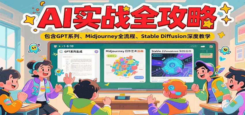AI实战全攻略，包含GPT系列、Midjourney全流程、Stable Diffusion深度教学-第1张图片-我要自学网