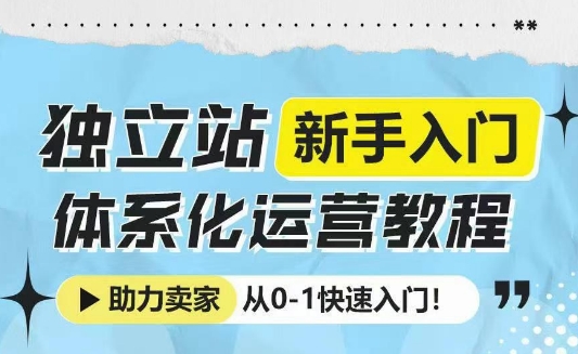 独立站新手入门体系化运营教程,助力独立站卖家从0-1快速入门!-第1张图片-我要自学网 独立站新手入门体系化运营教程,助力独立站卖家从0-1快速入门!-第1张图片-我要自学网