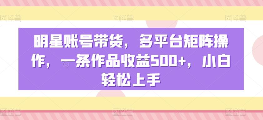 明星账号带货，多平台矩阵操作，一条作品收益500+，小白轻松上手【揭秘】-第1张图片-我要自学网