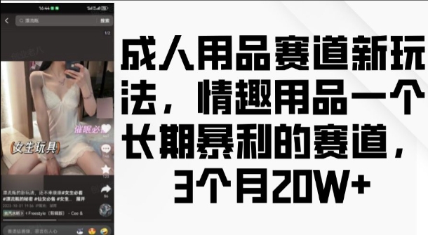 成人用品赛道新玩法，情趣用品一个长期暴利的赛道，3个月收益20个【揭秘】-第1张图片-我要自学网