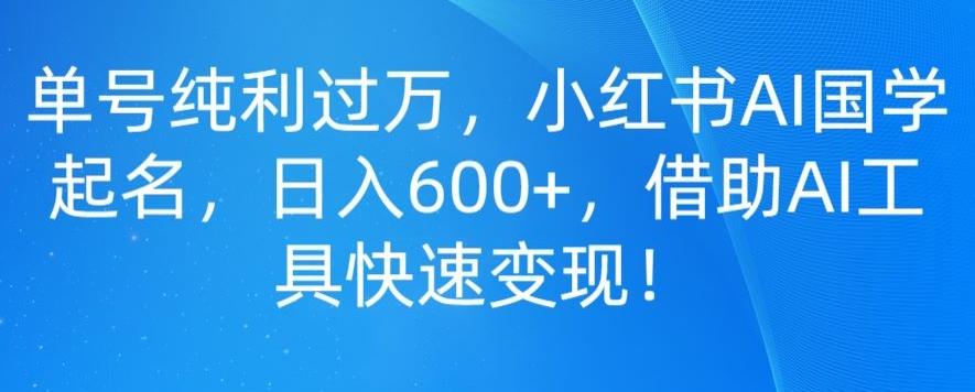 单号纯利过万，小红书AI国学起名，日入600+，借助AI工具快速变现-第1张图片-我要自学网