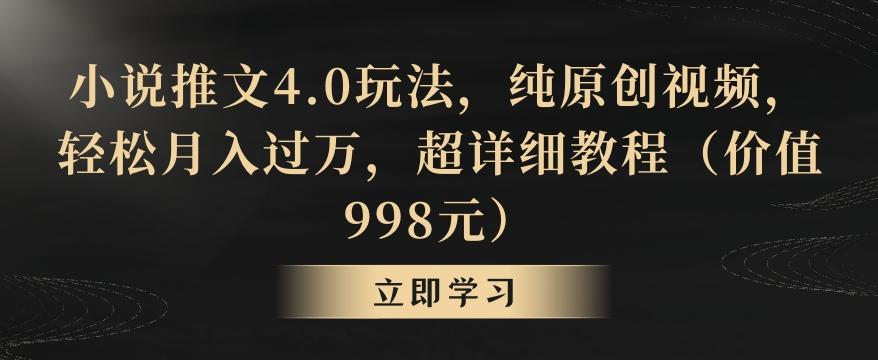 小说推文4.0玩法，纯原创视频，轻松月入过万，超详细教程(价值998元)【揭秘】-第1张图片-我要自学网