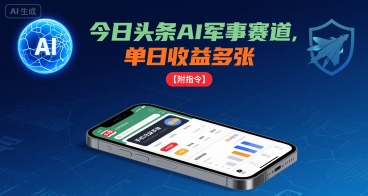 今日头条AI军事赛道，单日收益多张 ，手机可做【附指令】-第1张图片-我要自学网