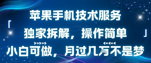 苹果手机技术服务，独家拆解，操作简单，小白可做，月过1W不是梦-第1张图片-我要自学网