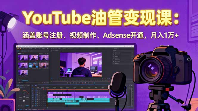 2025YouTube油管变现课:涵盖账号注册、视频制作、Adsense开通,月入1万+-第1张图片-我要自学网 2025YouTube油管变现课:涵盖账号注册、视频制作、Adsense开通,月入1万+-第1张图片-我要自学网