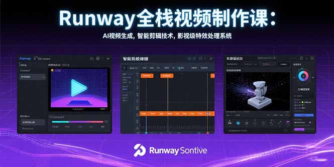 Runway全栈视频制作课：AI视频生成，智能剪辑技术，影视级特效处理系统-第1张图片-我要自学网