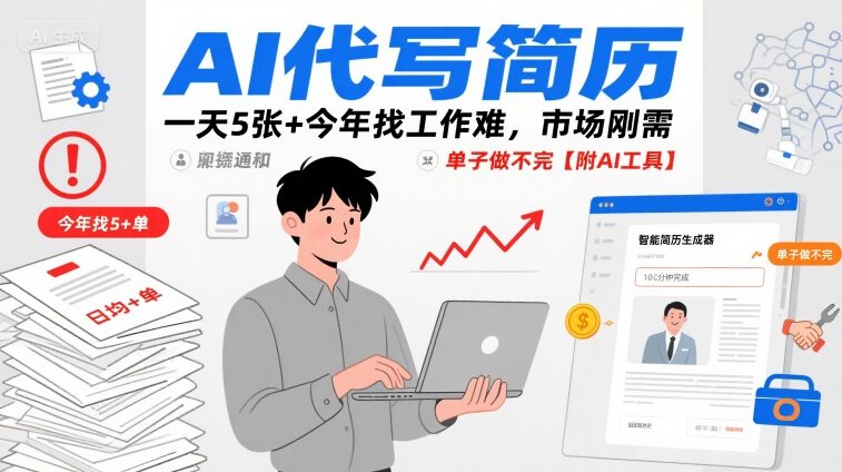 AI代写简历,一天5张+今年找工作难,市场刚需,单子做不完【附AI工具】-第1张图片-我要自学网 AI代写简历,一天5张+今年找工作难,市场刚需,单子做不完【附AI工具】-第1张图片-我要自学网