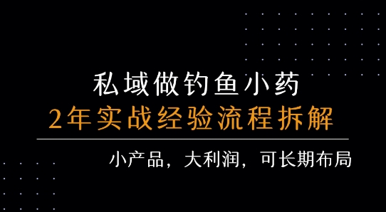 私域做钓鱼小药 每单利润3张+ 详细流程拆解-第1张图片-我要自学网