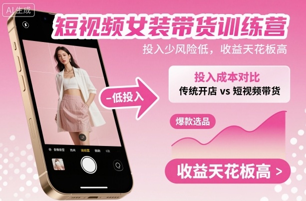 短视频女装带货训练营,投入少风险低,收益天花板高-第1张图片-我要自学网 短视频女装带货训练营,投入少风险低,收益天花板高-第1张图片-我要自学网