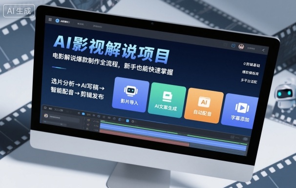 AI影视解说项目,电影解说爆款制作全流程,新手也能快速掌握-第1张图片-我要自学网 AI影视解说项目,电影解说爆款制作全流程,新手也能快速掌握-第1张图片-我要自学网