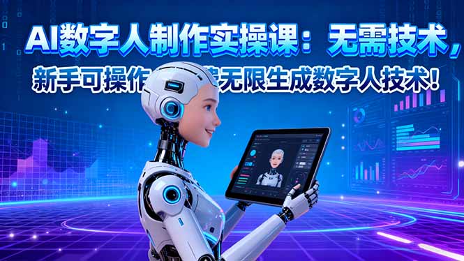 AI数字人制作实操课:无需技术,新手可操作,免费无限生成数字人技术!-第1张图片-我要自学网 AI数字人制作实操课:无需技术,新手可操作,免费无限生成数字人技术!-第1张图片-我要自学网