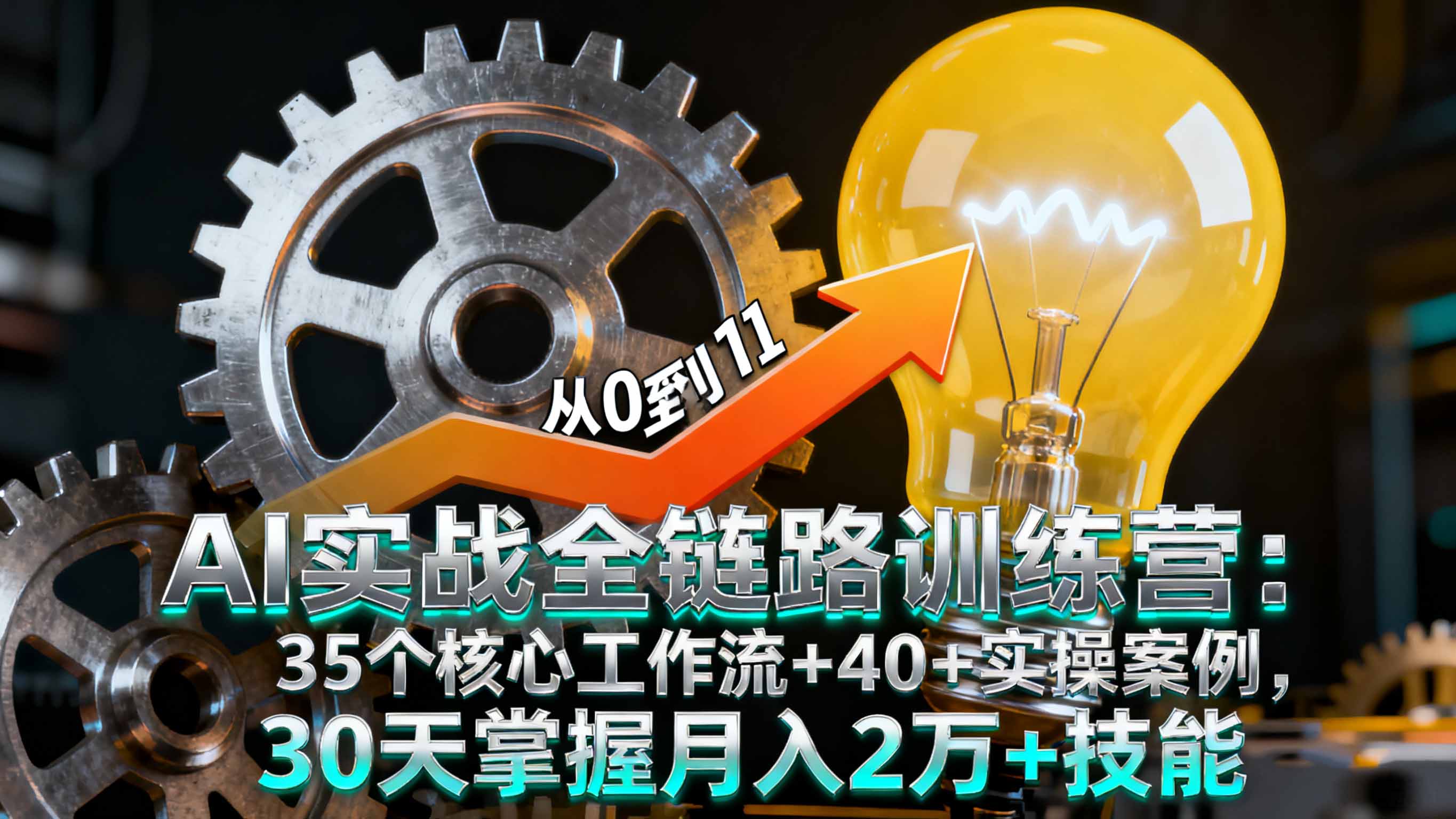 AI实战全链路训练营:35个核心工作流+40+实操案例,30天掌握月入2万+技能-第1张图片-我要自学网 AI实战全链路训练营:35个核心工作流+40+实操案例,30天掌握月入2万+技能-第1张图片-我要自学网