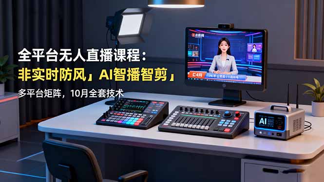 全平台无人直播课程:非实时防风+AI智播智剪+多平台矩阵,10月全套技术-第1张图片-我要自学网 全平台无人直播课程:非实时防风+AI智播智剪+多平台矩阵,10月全套技术-第1张图片-我要自学网