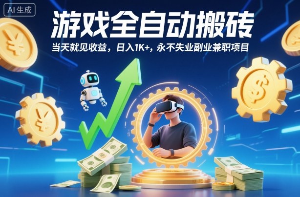 游戏全自动搬砖，当天就见收益，日入1K+，永不失业副业兼职项目【揭秘】-第1张图片-我要自学网