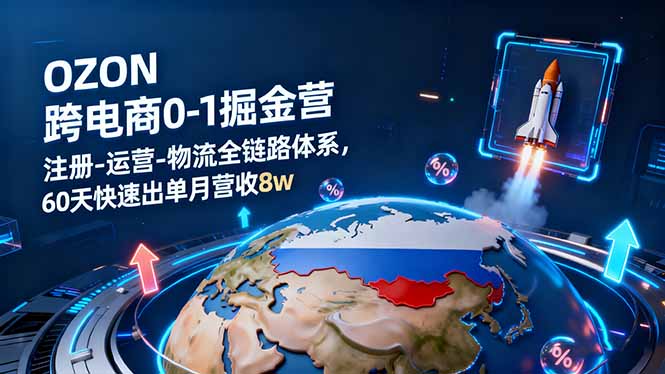 OZON跨境电商0-1掘金营：注册-运营-物流全链路体系，60天快速出单月营收8w-第1张图片-我要自学网