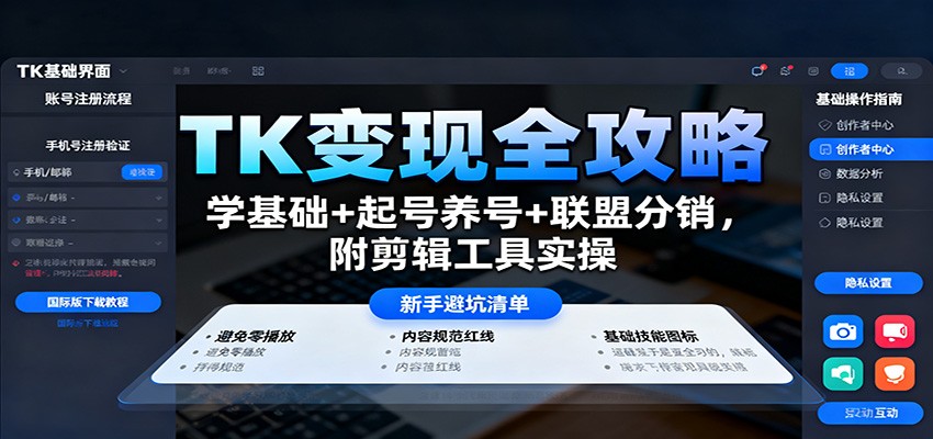 TK变现全攻略：学基础+起号养号+联盟分销，附剪辑工具实操-第1张图片-我要自学网