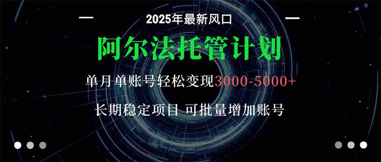 阿尔法托管计划 单账号月入3000-5000，长期稳定项目，新手小白轻松上手。-第1张图片-我要自学网