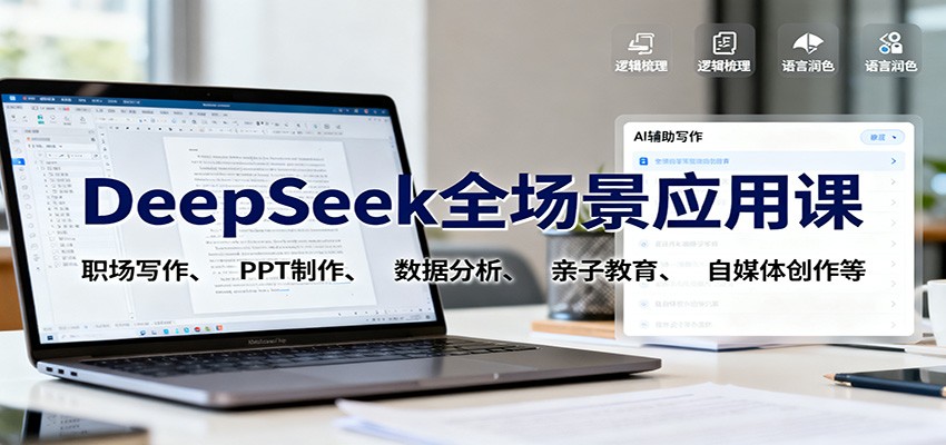 DeepSeek全场景应用课：职场写作、 PPT制作、数据分析、亲子教育、自媒体创作等-第1张图片-我要自学网