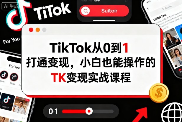 TikTok从0到1打通变现，小白也能操作的TK变现实战课程-第1张图片-我要自学网