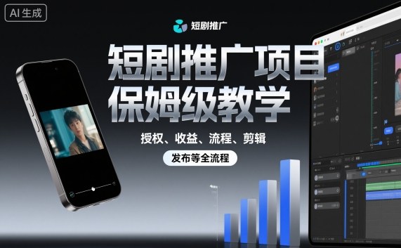 短剧推广项目保姆级教学，授权、收益、流程、剪辑，发布等全流程-第1张图片-我要自学网