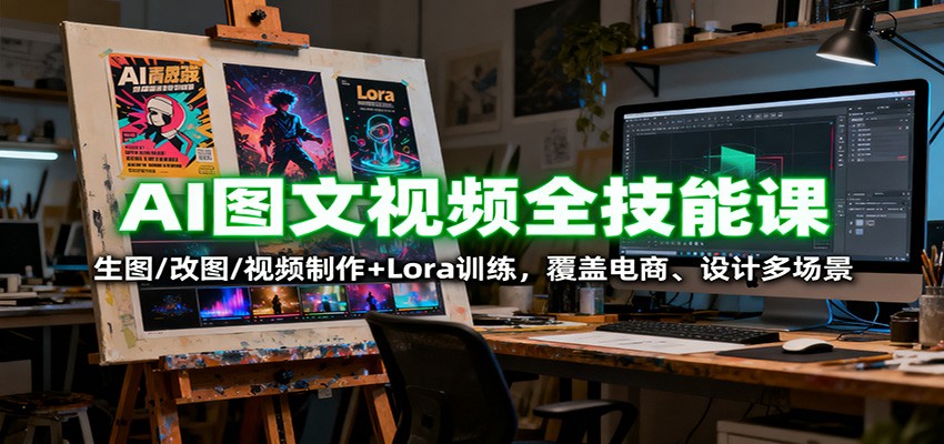 AI图文视频全技能课：生图/改图/视频制作+Lora训练，覆盖电商 、设计多场景-第1张图片-我要自学网