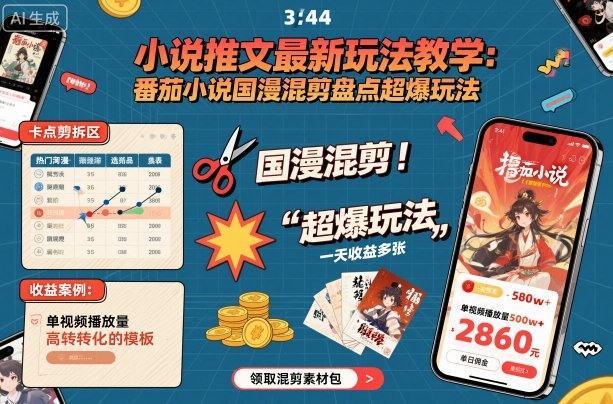 小说推文最新玩法教学，番茄小说国漫混剪盘点超爆玩法，全程干货，一天收益多张-第1张图片-我要自学网