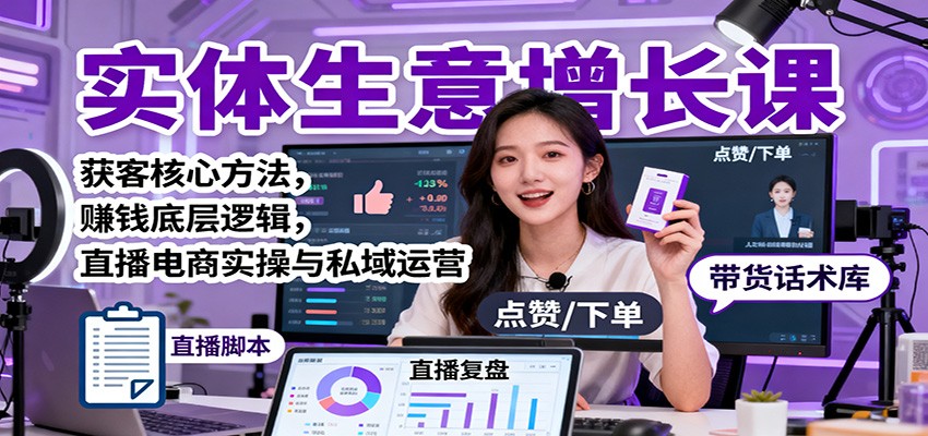 实体生意增长课：获客核心方法，赚钱底层逻辑，直播电商实操与私域运营-第1张图片-我要自学网