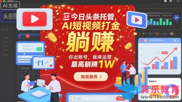 今日头条托管,AI短视频打金,你出账号,我来运营,最高躺賺1W【揭秘】-第1张图片-我要自学网 今日头条托管,AI短视频打金,你出账号,我来运营,最高躺賺1W【揭秘】-第1张图片-我要自学网
