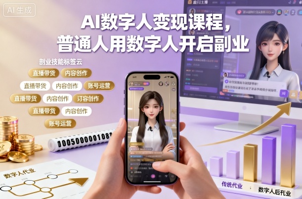 AI数字人变现课程,普通人用数字人开启副业-第1张图片-我要自学网 AI数字人变现课程,普通人用数字人开启副业-第1张图片-我要自学网