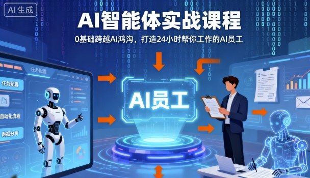Ai智能体实战课程，0基础跨越Ai鸿沟，打造24小时帮你工作的Ai员工，打破常规，以实战定义Ai-第1张图片-我要自学网