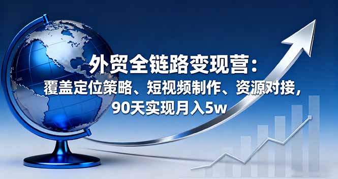外贸全链路变现营：覆盖定位策略、短视频制作、资源对接，90天实现月入5w-第1张图片-我要自学网